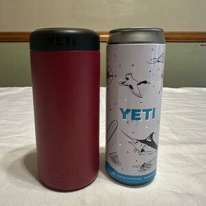 Yeti Insulated Tumbler in Burgundy with Black Lid with Yeti collector can